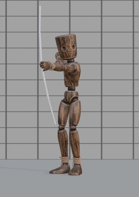 Mannequin drawing a bow