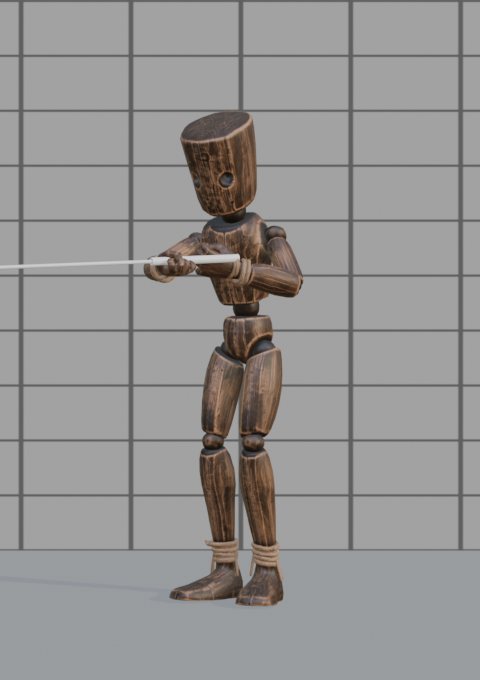 Mannequin casting a fishing rod