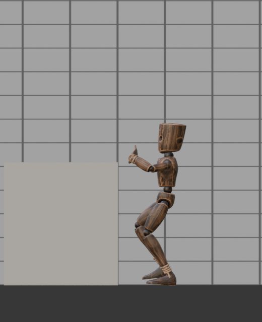 Climbing onto a ledge: crouching at the wall